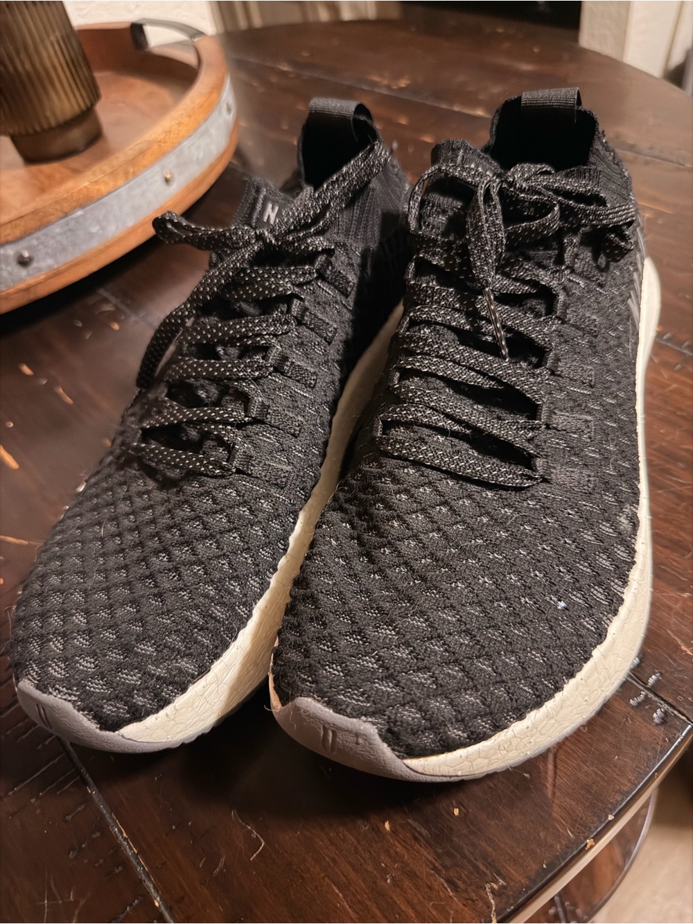 NOBULL Black Knit Sneakers with White Sole